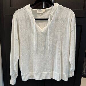 Cyrus White hooded light weight sweater